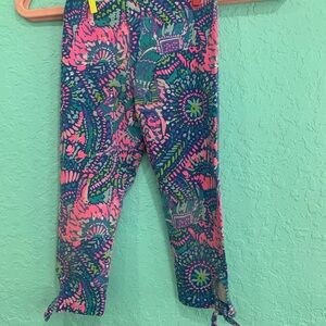 Lilly Pulitzer Colorful Kids Printed Leggings bow girls 6 7 preppy pink